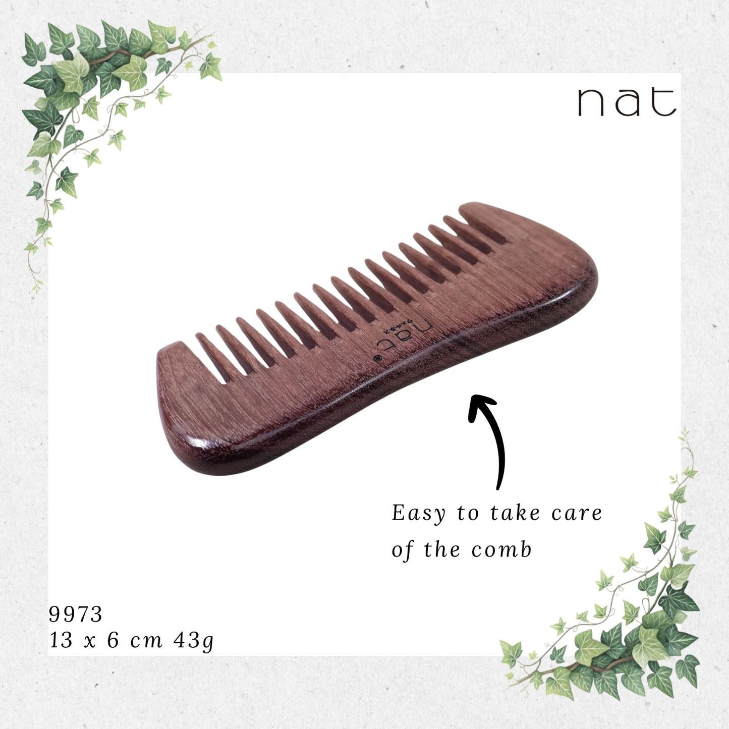 NAT Natural Purpleheart Wood Comb [9973]