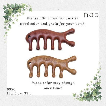 NAT Natural Peruvian Balsamo Wood Wooden Massage Anti-Static Gua Sha Fish Bone Comb [9950]