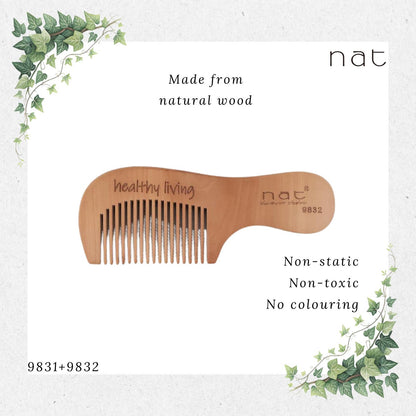 NAT Natural Gold Peach Wood Travel And Portable Anti-Static Combs [9831+9832]