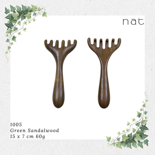 NAT Natural Argentinian Green Sandalwood Massage Anti-Static Comb Rake for Gua Sha and Massaging [1005]