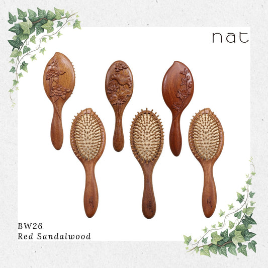 NAT High Quality & Premium Oriental Handcrafted Natural & Anti Static Red Sandalwood Brush [BW26]