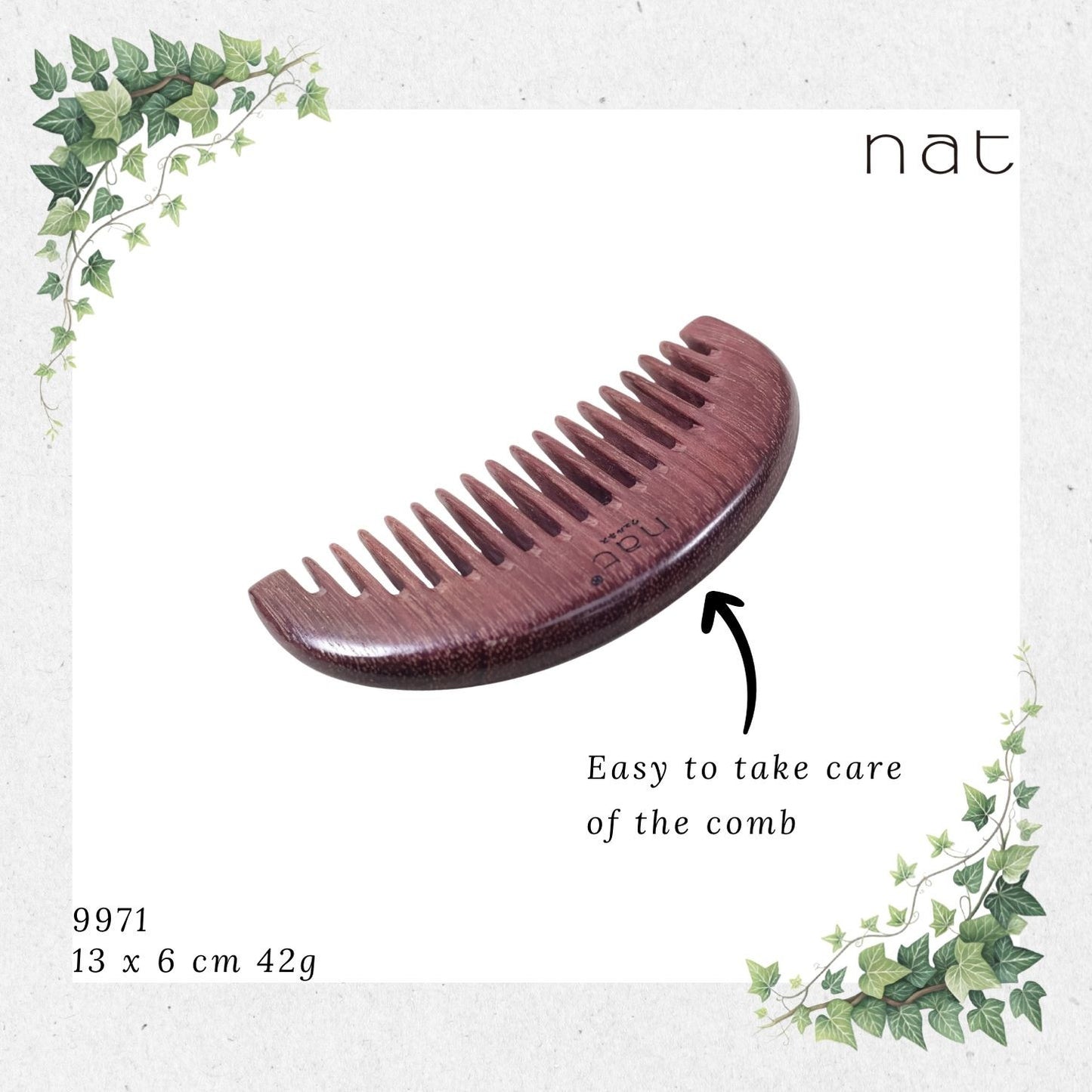 NAT Natural Purpleheart Wood Comb [9971]