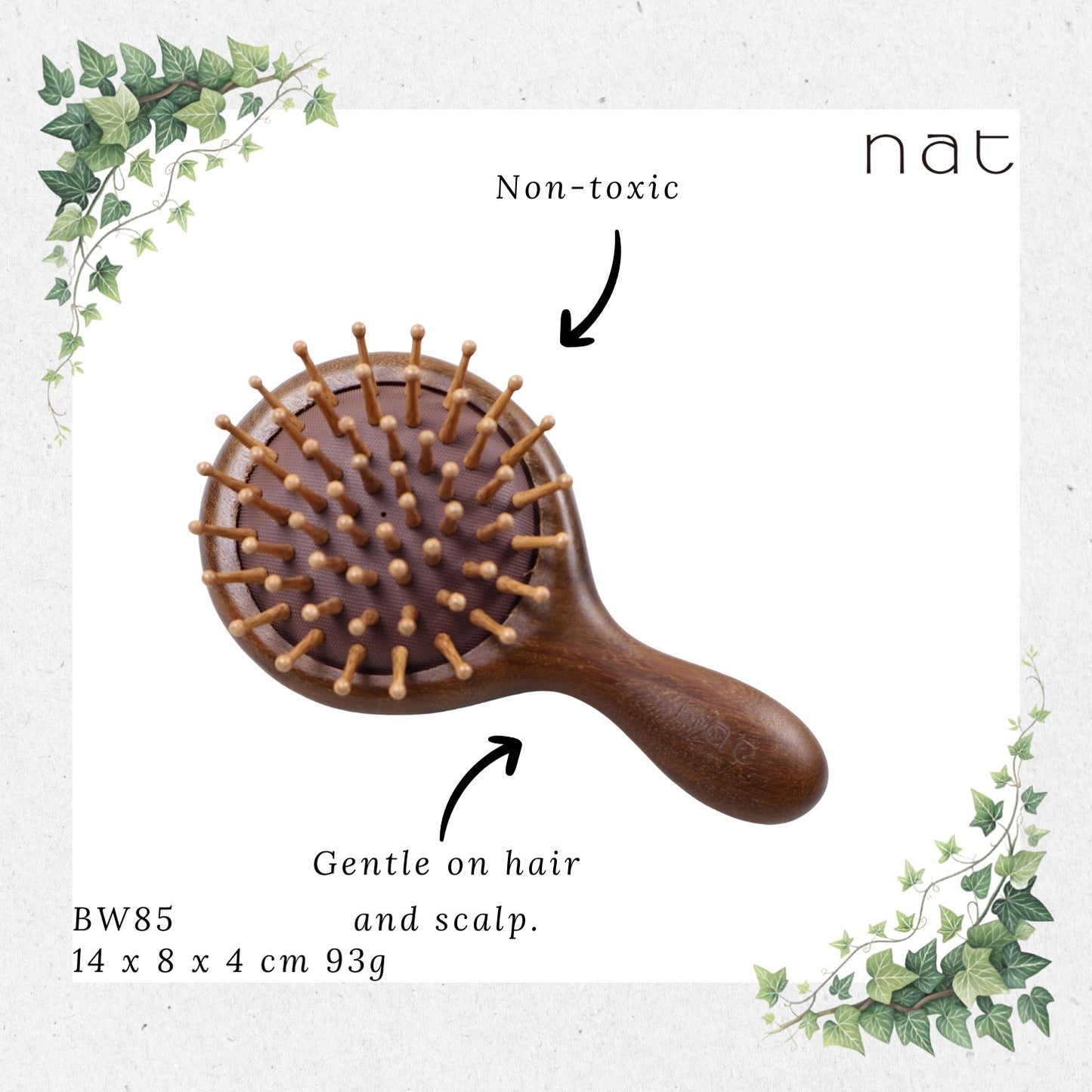 NAT Natural Portable Gold Sandalwood Hair Brush [BW85]