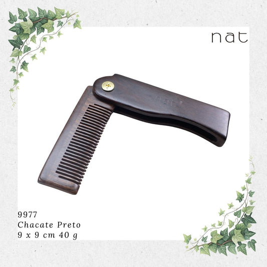 NAT High Quality & Premium Anti Static Natural Chacate Preto Wooden Foldable Comb [9977]