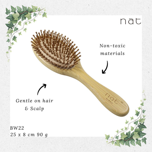 NAT High Quality Natural & Anti Static Bamboo Hair Brushes Combo with Rubber Air Cushion [BW22+BW23]