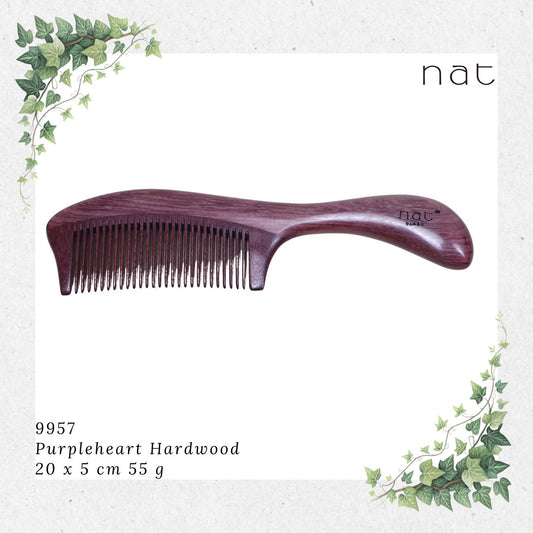 NAT Natural Purpleheart Hardwood Wooden Anti-Static Wood Comb [9957]