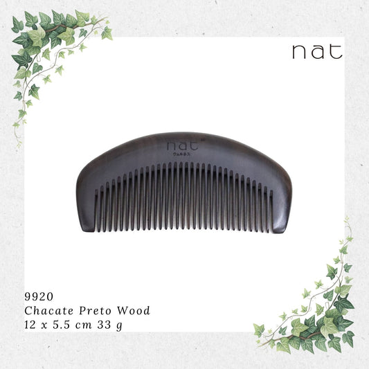 NAT Natural Chacate Preto Wooden Wood Narrow Tooth Portable Anti-Static Comb [9920]