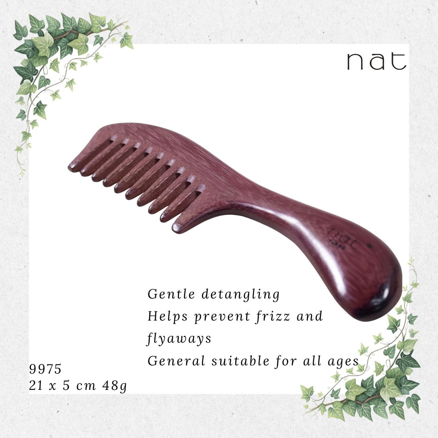 NAT Natural Purpleheart Wood Comb [9975]