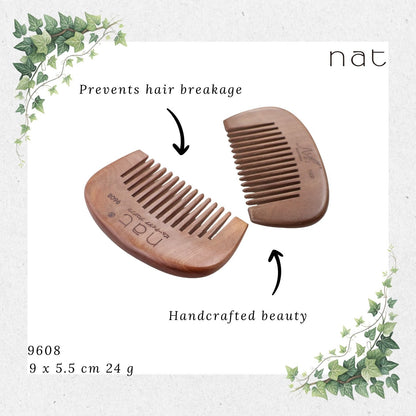 NAT Natural Small Machilus Nanmu Anti Static Wooden Comb [9608]