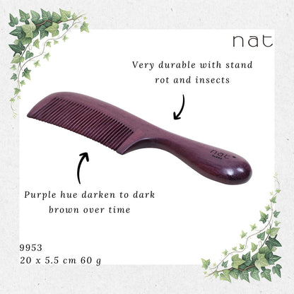 NAT Natural Purpleheart Hardwood Wooden Anti-Static Wood Comb [9953]