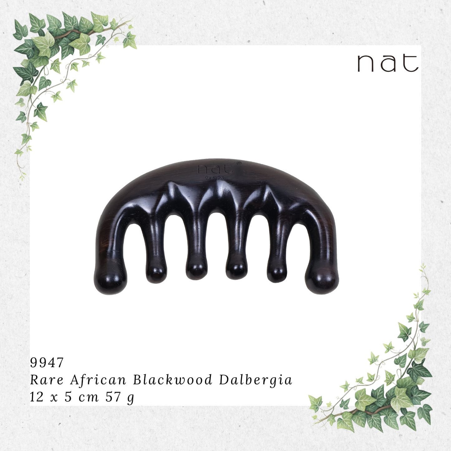 NAT Natural Rare African Blackwood Dalbergia Wood Wooden Massage Anti-Static Gua Sha Comb [9947]