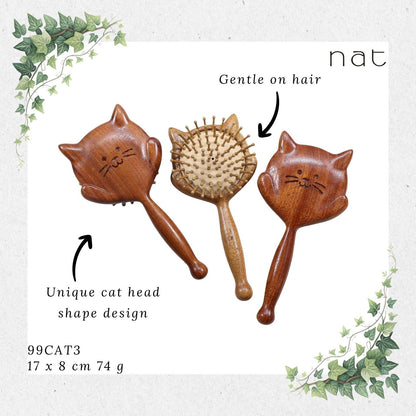 NAT Natural Gold Sandalwood Wood Kitty Hair Brush [99CAT3]