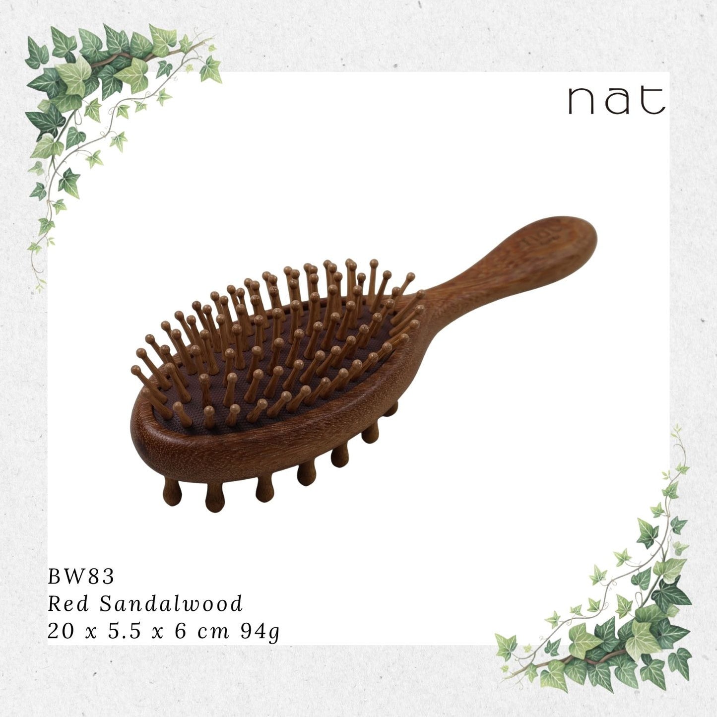 NAT Natural Massaging Massage Red Sandalwood Paddle Brush [BW83]