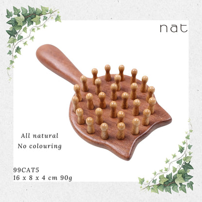 NAT Natural Red Sandalwood Cat Wooden Hair Brush [99CAT5]