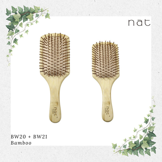 NAT High Quality Bamboo Hair Brushes Combo with Rubber Air Cushion [BW20+BW21]