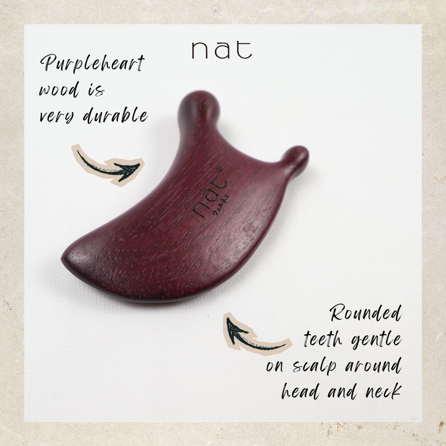 NAT Natural Purpleheart Wood Wooden Massage Anti-Static Gua Sha Comb [9983]