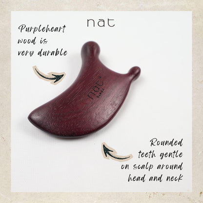 NAT Natural Purpleheart Wood Wooden Massage Anti-Static Gua Sha Comb [9983]
