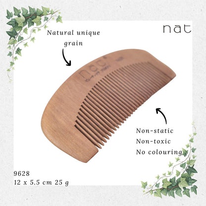 NAT Natural Machilus Nanmu Anti Static Wooden Comb [9628]