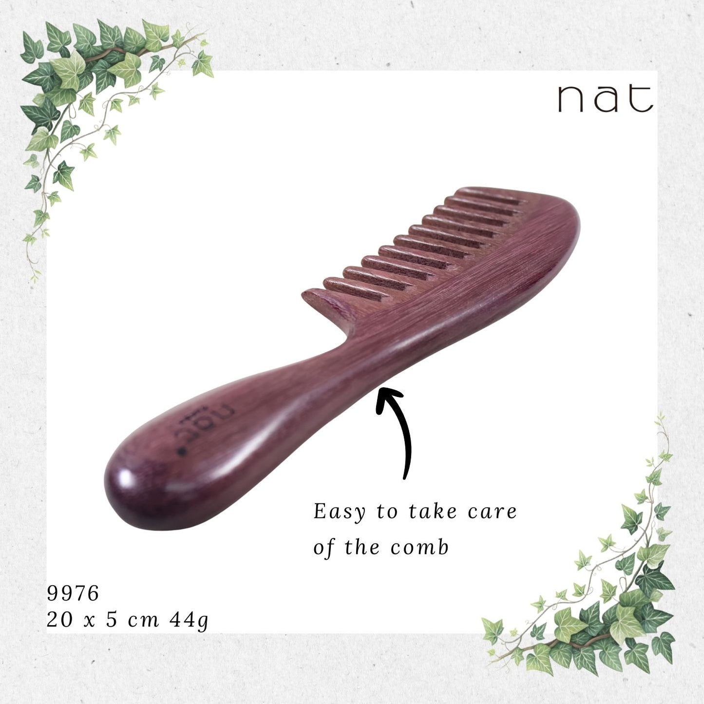NAT Natural Purpleheart Wood Comb [9976]