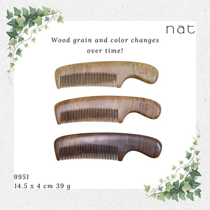 NAT Natural Green Sandalwood Portable and Handy Hair Anti-Static Comb [9951]