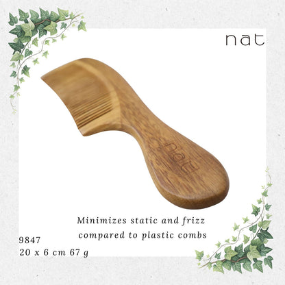 NAT Natural Green Sandalwood Fine Tooth Mix Color Anti-Static Comb [9847]
