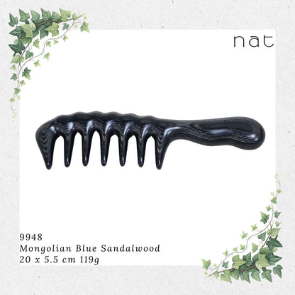 NAT PREMIUM Natural Mongolian Blue Sandalwood Wide Tooth Anti-Static Massaging Comb [9948]