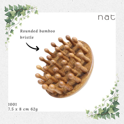 NAT Natural Ebony Wood and Bamboo Massage Anti-Static Gua Sha Comb [1001]