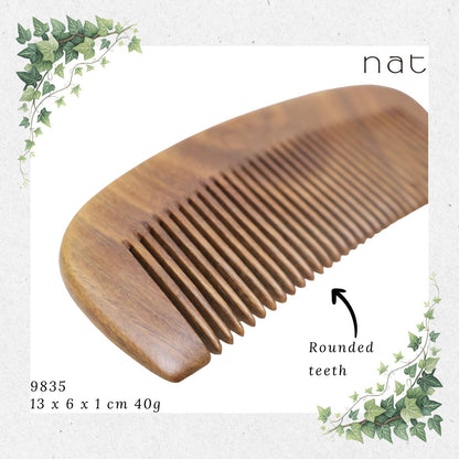 NAT Natural Green Sandalwood Fine Tooth Anti-Static Comb [9835]