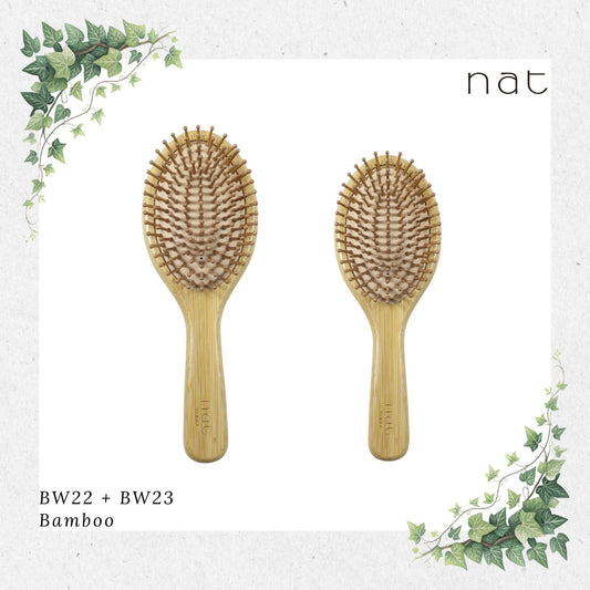 NAT High Quality Natural & Anti Static Bamboo Hair Brushes Combo with Rubber Air Cushion [BW22+BW23]