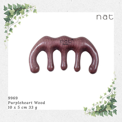 NAT Natural Purpleheart Wood Wooden Massage Anti-Static Gua Sha Comb [9969]