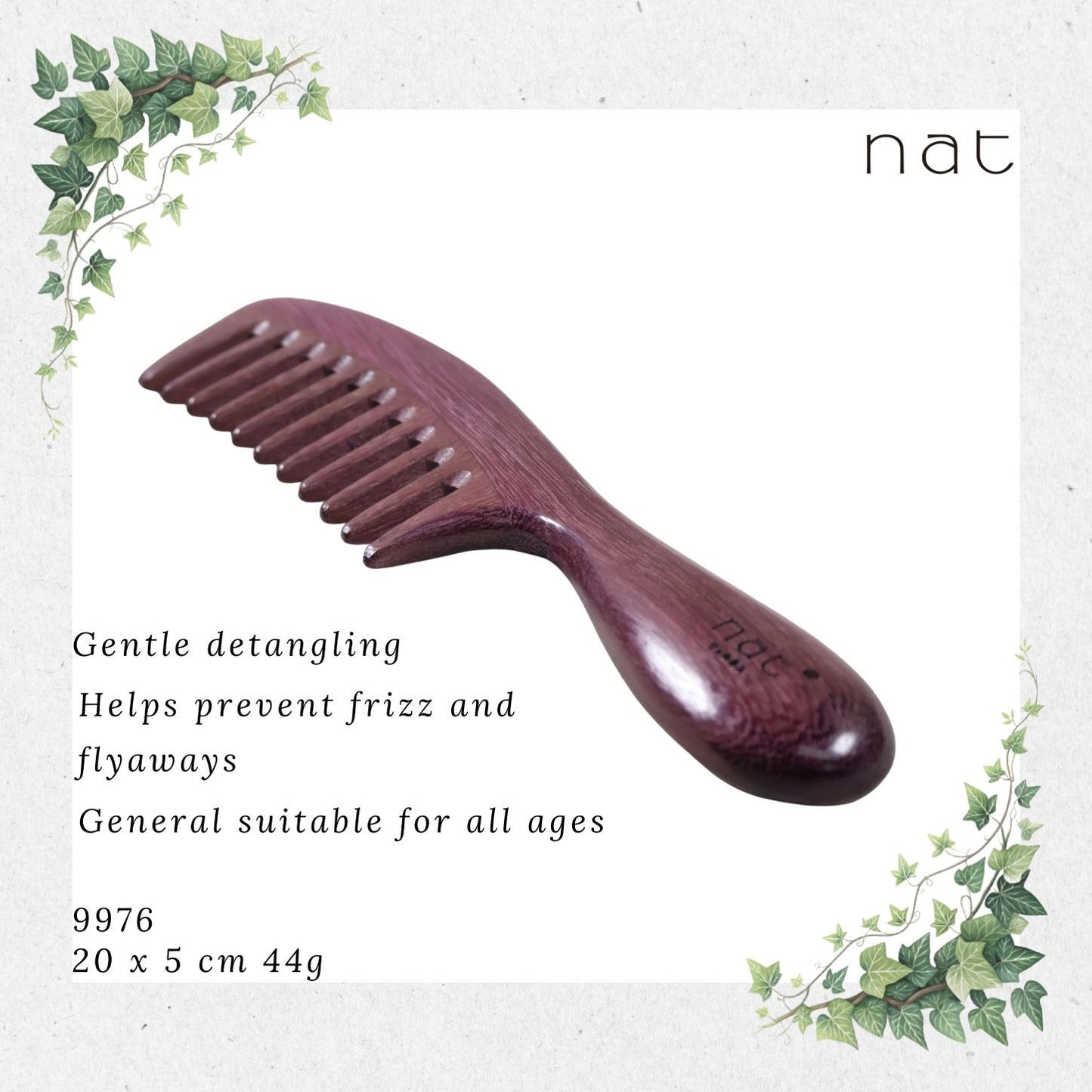 NAT Natural Purpleheart Wood Comb [9976]