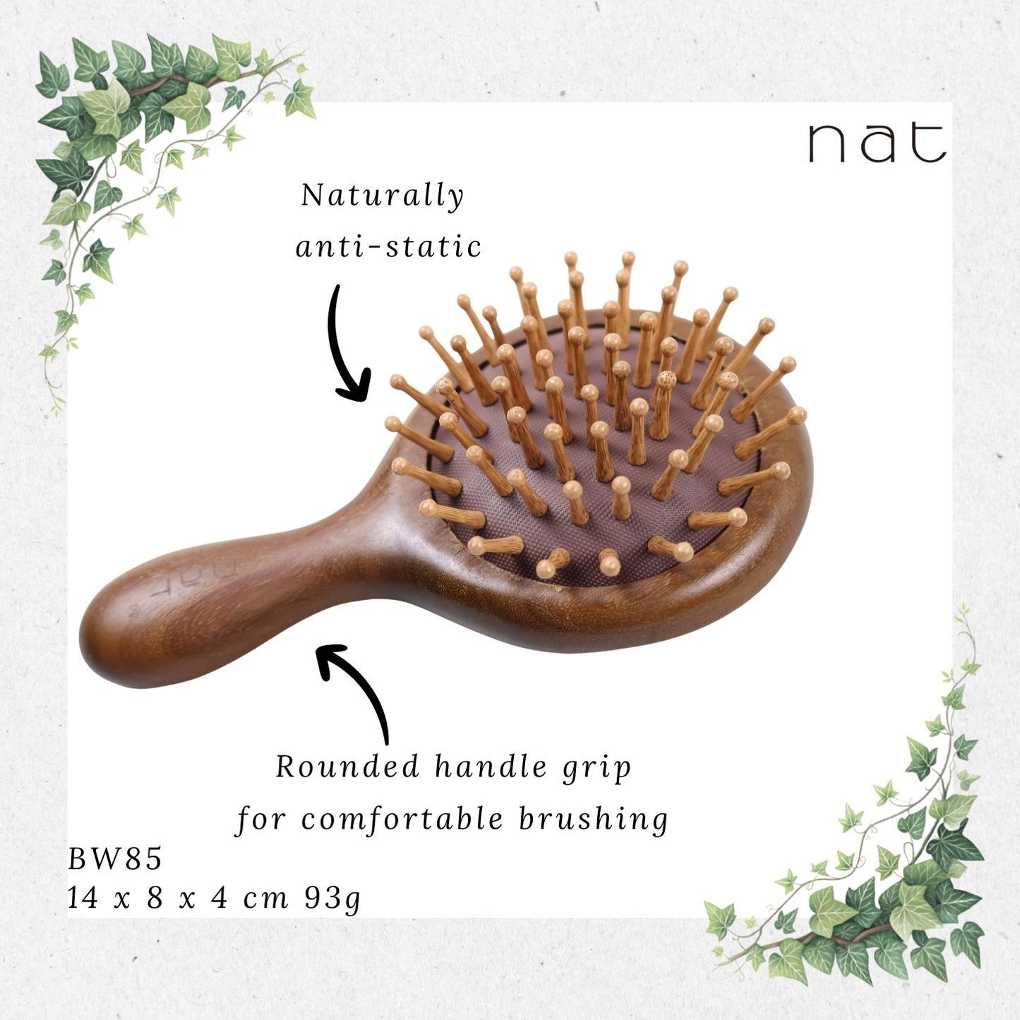 NAT Natural Portable Gold Sandalwood Hair Brush [BW85]