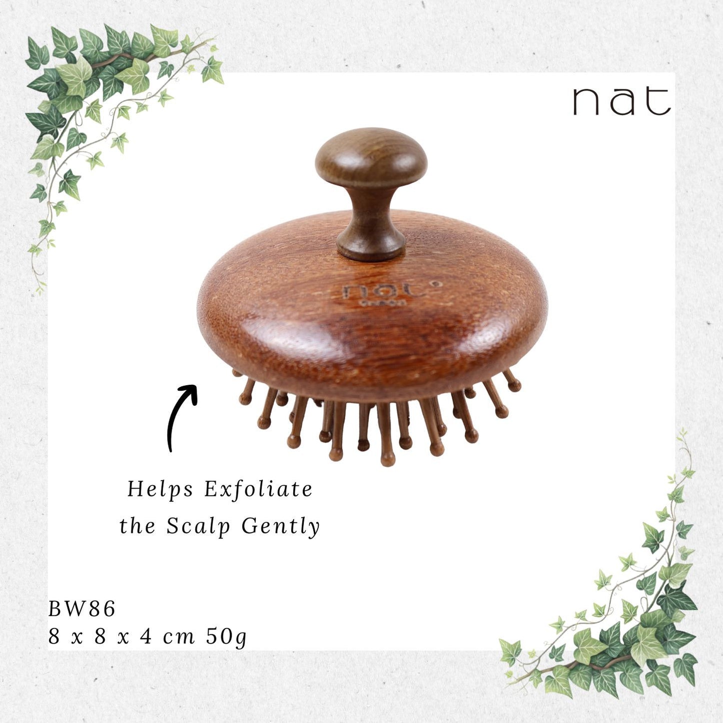 NAT Natural Wooden Red Sandalwood Scalp Hair Brush [BW86]