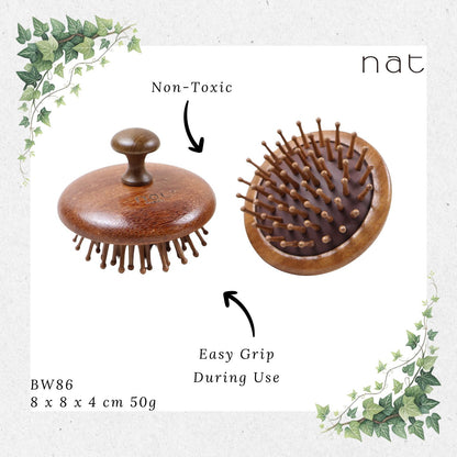 NAT Natural Wooden Red Sandalwood Scalp Hair Brush [BW86]