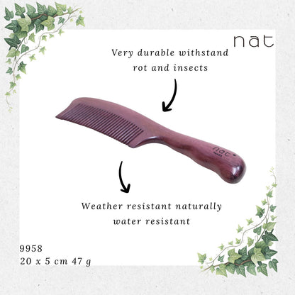 NAT Natural Purpleheart Hardwood Wooden Anti-Static Wood Comb [9958]