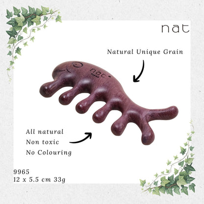 NAT Natural Purpleheart Wood Wooden Massage Anti-Static Cartoon Fish Bone Gua Sha Comb [9965]
